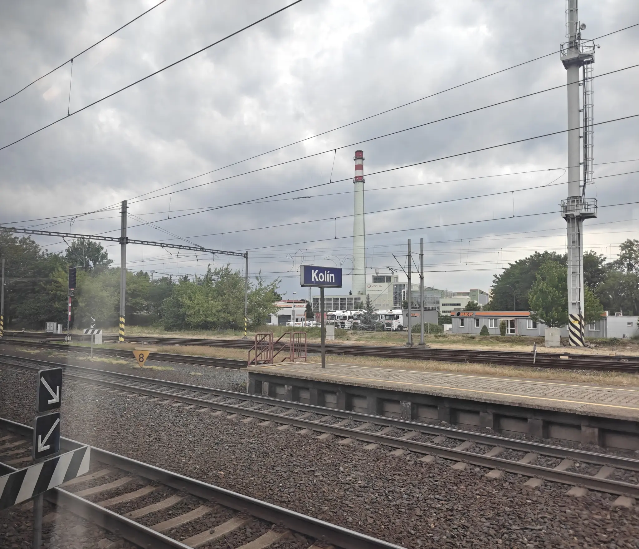 Kolín train station sign