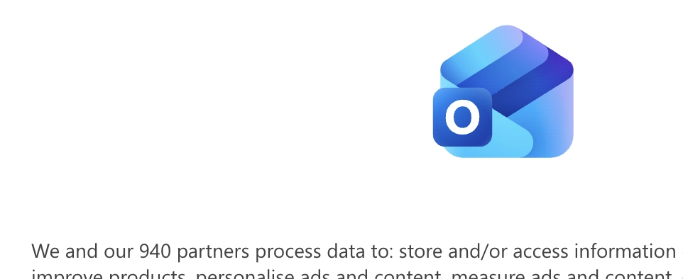 Outlook: "We and our 940 partners process data to (...)"