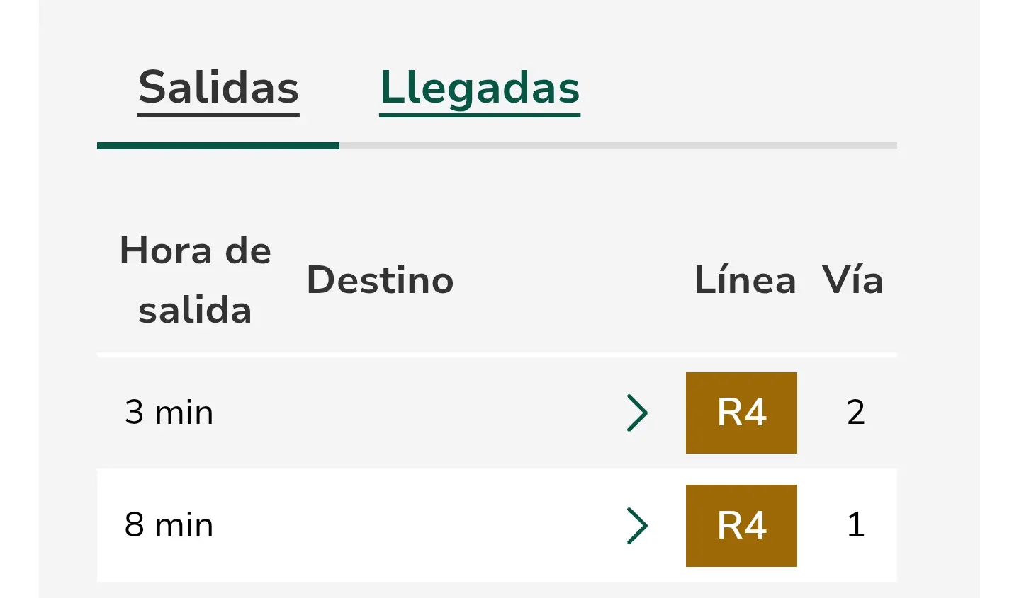 ADIF departures board with two trains without destination name