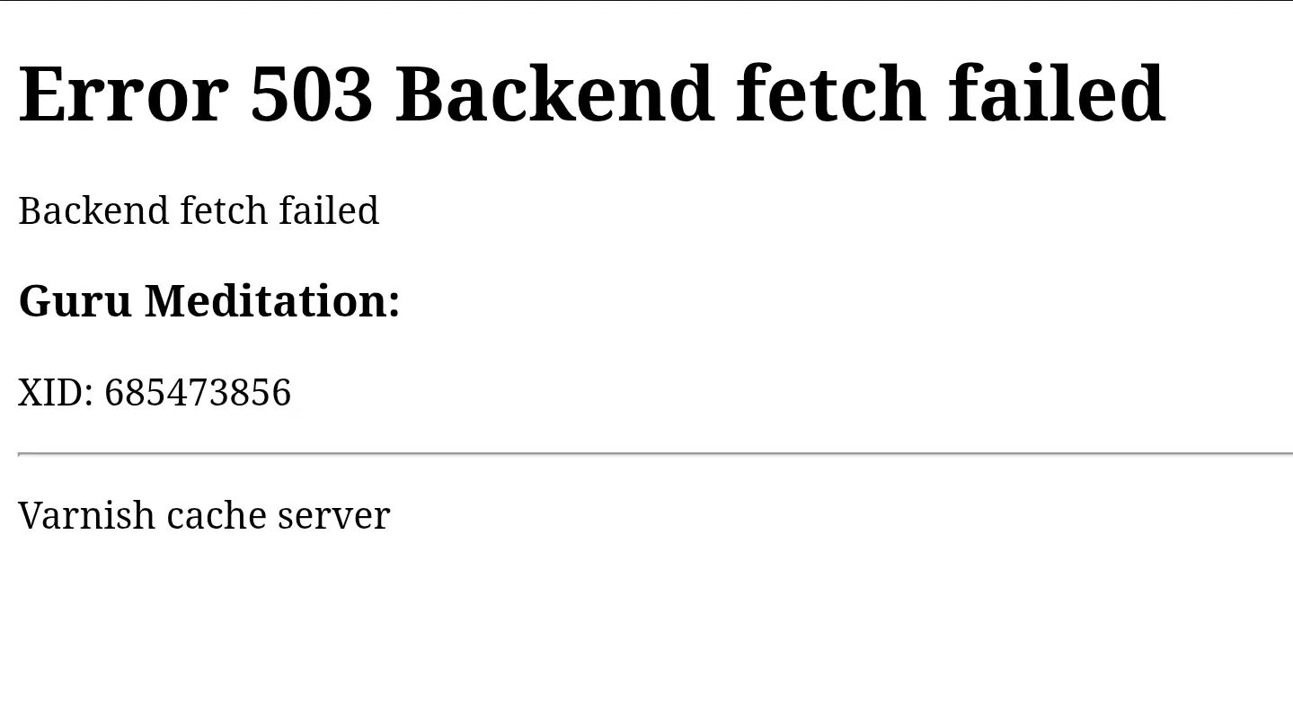 adif's webpage returning an unbranded 503 from their varnish