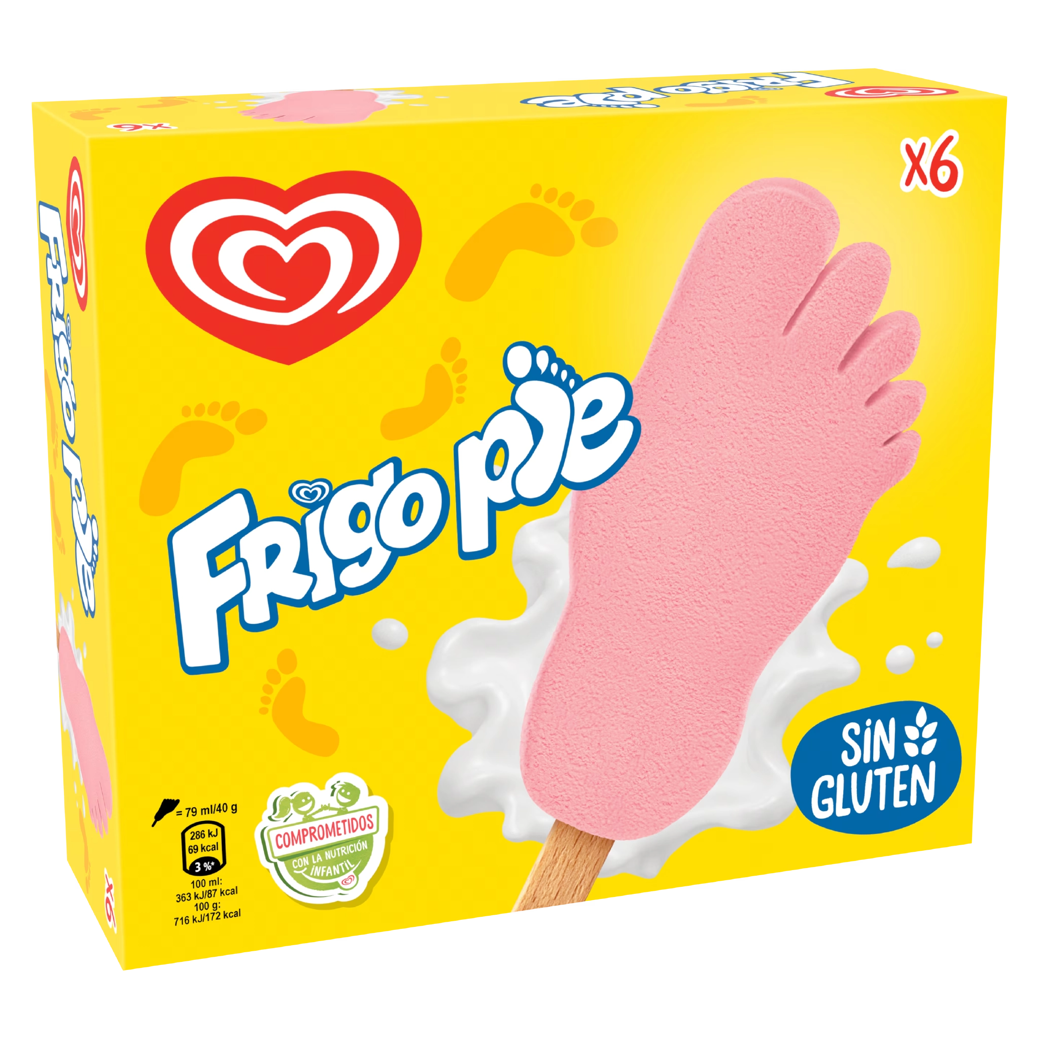 Frigopie packaging, an ice cream with the shape of a pink foot