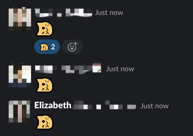 three people in Slack going :neocat_flop:, me the last one