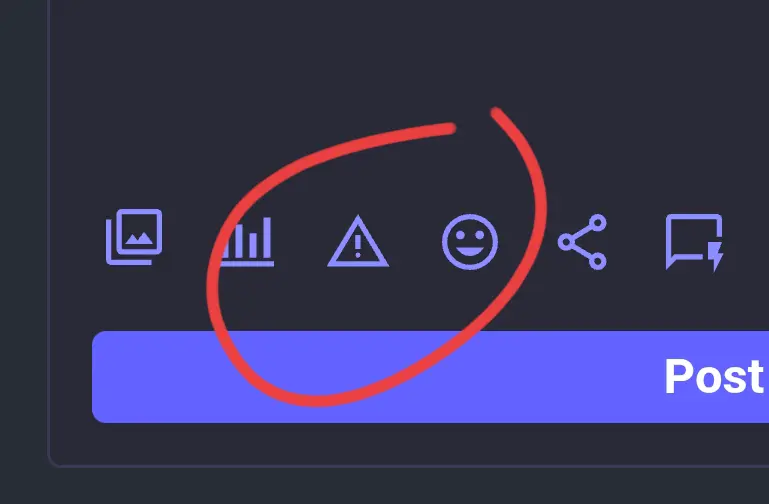 CW button in Mastodon's web ui circled in red