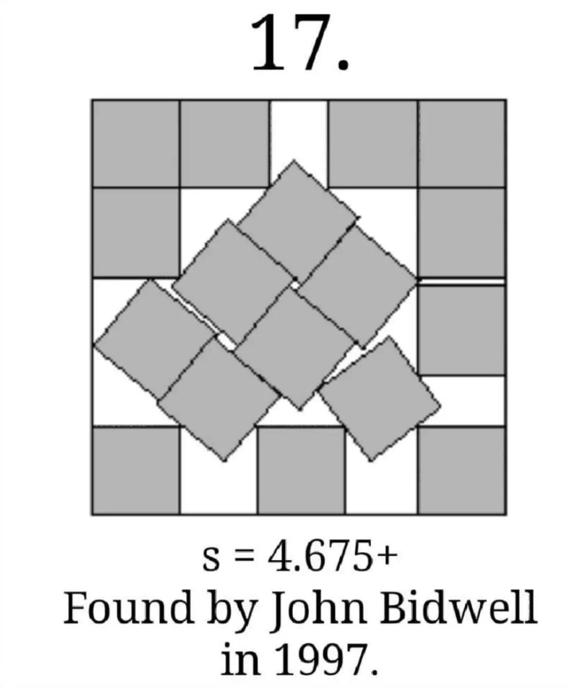 Optimal packing of 17 squares